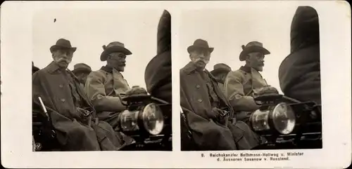 Stereo Foto Reichskanzler Bethmann Hollweg, Minister des Äußeren Sasonow von Russland