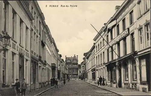 Ak Ronse Renaix Ostflandern, Rue du Poivre, Hotel de l'Aigle Noir