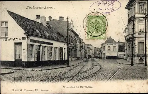Ak Berchem Flandern Antwerpen, Chaussee de Berchem, Straßenpartie