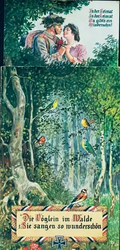 Mechanische Ak Die Vöglein im Walde, Sie sangen so wunderschön, Soldatenliebe