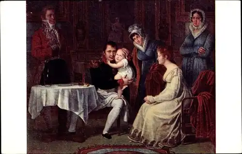 Künstler Ak Menjaud, A., Napoleon, Marie Louise et le Roi de Rome