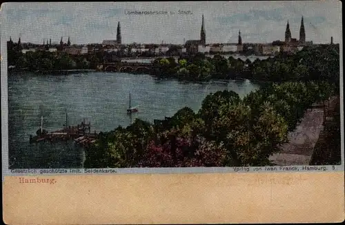 Luna Ak Hamburg Mitte Altstadt, Lombardsbrücke und Stadt