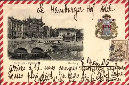 Ak Hamburg Mitte Altstadt, Partie am Jungfernstieg, Wappen