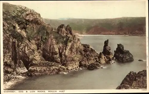Ak Kanalinsel Guernsey, Dog and Lion Rocks, Moulin Huet