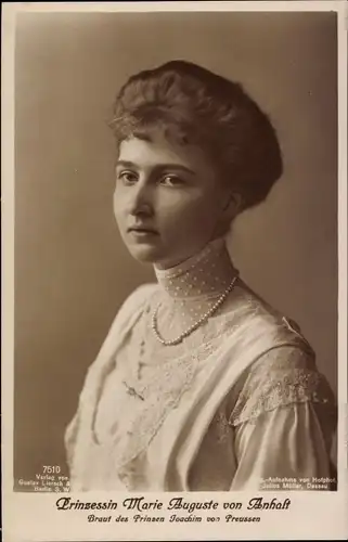 Ak Prinzessin Marie Auguste von Anhalt, Portrait, Ehefrau Prinz Joachim