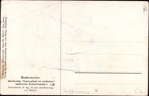 Künstler Ak Hoffmann, H., Badenweiler im Schwarzwald, Panorama vom Ort