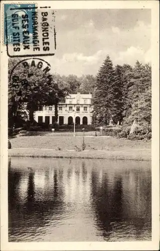 Ak Bagnoles de l'Orne Orne, Paysage vers la Gare et le Lac