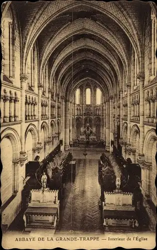Ak Soligny la Trappe Orne, Abbaye de la Grande Trappe, Kircheninneres