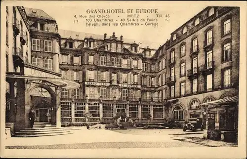 Ak Metz Moselle, Grand Hotel, 4, Rue des Clercs