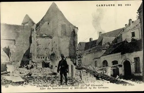 Ak Mechelen Mecheln Malines Flandern Antwerpen, Zerstörung