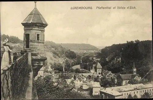 Ak Pfaffenthal Luxemburg, Panorama et Vallée d'Eich
