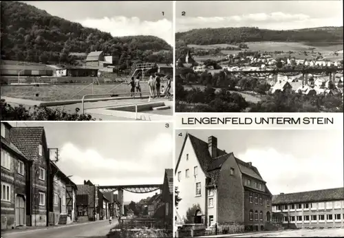 Ak Lengenfeld unterm Stein Südeichsfeld, Freibad, Teilansicht, POS Käthe Kollwitz, Hauptstraße