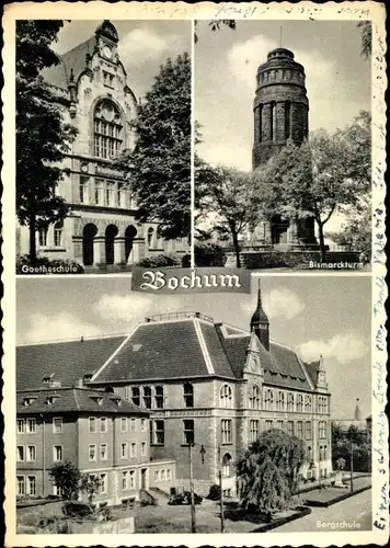 Ak Bochum, Bismarckturm, Goetheschule, Bergschule