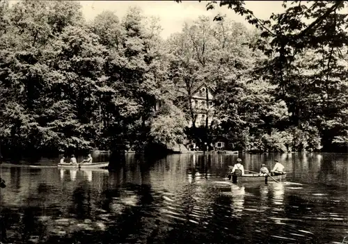 Ak Crimmitschau in Sachsen, Sahnpark, Gondelteich, Gaststätte Forsthaus