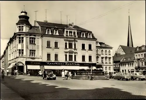 Ak Crimmitschau in Sachsen, Marktplatz, Kaufhaus Zentrum, Kirchturmspitze