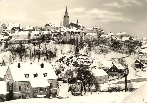 Ak Schneeberg im Erzgebirge, Teilansicht, Kirche, Winteransicht, Schnee