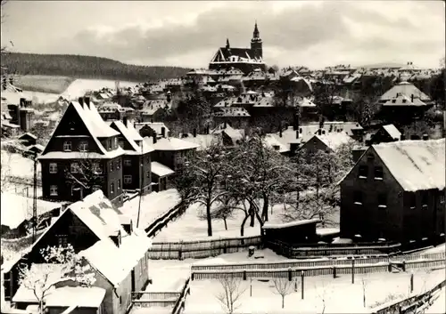 Ak Schneeberg im Erzgebirge, Winteransicht, Kirche