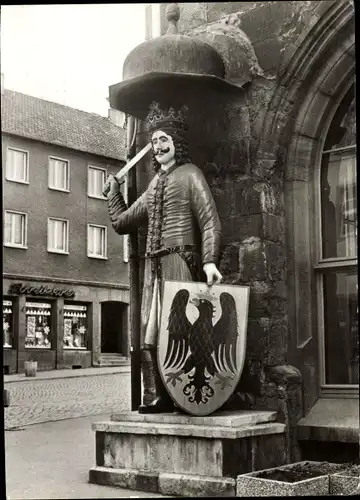 Ak Nordhausen am Harz, Roland am Rathaus, Wappen, Geschäft