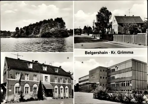 Ak Belgershain in Sachsen, Rohrbacher Teichgelände, Rat der Gemeinde, Oberschule Edwin Hoernle