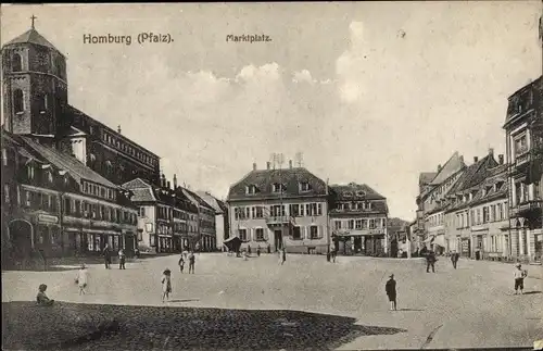 Ak Homburg in der Pfalz Saarland, Marktplatz, Kirchturm