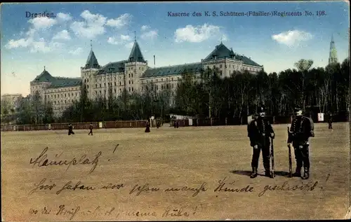 Ak Dresden Neustadt Kaserne des K.S. Schützen-(Füsilier-)Regiments No. 108