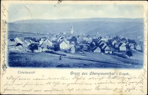 Ak Oberwiesenthal im Erzgebirge, Totalansicht, Kirche