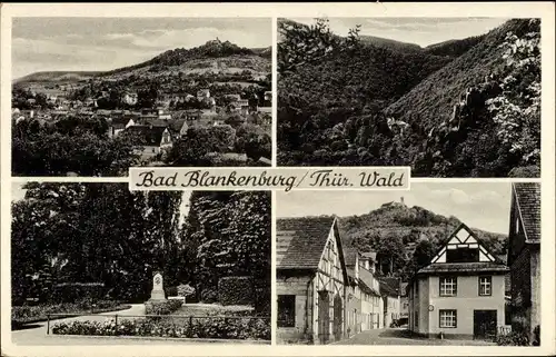 Ak Bad Blankenburg in Thüringen, Ortsansicht, Gebirge, Straßenansicht, Denkmal