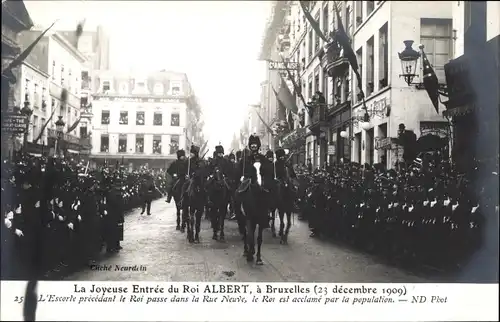 Ak Bruxelles Brüssel, König Albert I. von Belgien, Joyeuse Entrée le 23. Décembre 1909