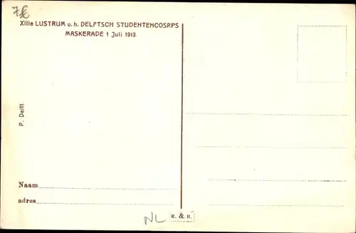 Ak Delft Südholland Niederlande, Delftsch Studentencorps, Maskerade 1913, Sänftenträger, Umzug