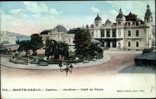 Ak Monte Carlo Monaco, Casino, Jardins, Cafe de Paris