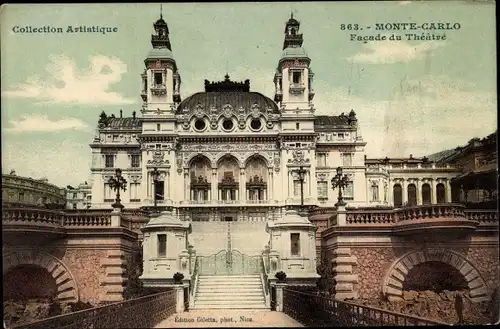 Ak Monte Carlo Monaco, Facade du Theatre