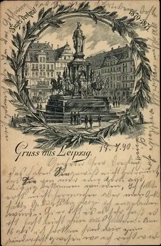 Litho Leipzig in Sachsen, Sieges-Denkmal 1870-1871