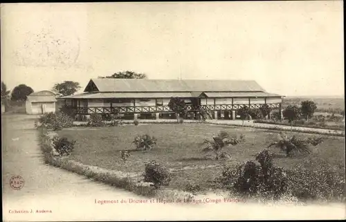 Ak Loango Französisch Kongo, Logement du Docteur et Hopital