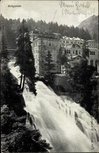 Ak Bad Gastein Badgastein in Salzburg, der untere Wasserfall