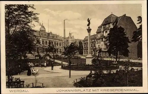 Ak Werdau in Sachsen, Johannisplatz, Kriegerdenkmal