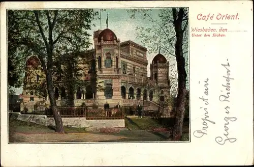 Ak Wiesbaden in Hessen, Cafe Orient, Unter den Eichen