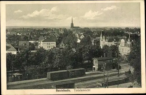 Ak Buxtehude in Niedersachsen, Totalansicht, Bahnhof