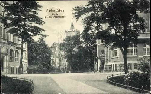 Ak Aschersleben im Salzlandkreis, Partie an der Promenade