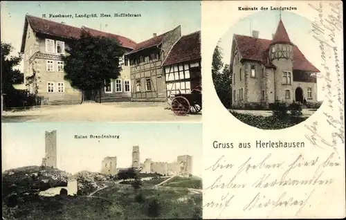 Ak Herleshausen an der Werra, Ruine Brandenburg, Kemenate des Landgrafen, Hoflieferant