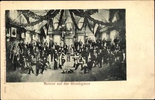 Studentika Ak Heidelberg am Neckar, Mensur auf der Hirschgasse