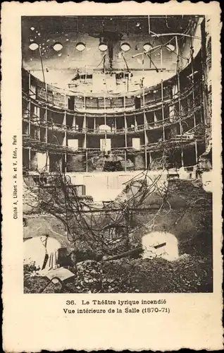 Ak Le Theatre lyrique incendie, Vue interieure de la Salle, 1870-1871