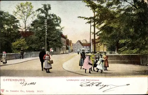 Ak Offenburg in Baden Schwarzwald, Lindenplatz und Steinstraße