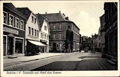 Ak Beckum in Westfalen, Oststraße mit Hotel drei Kronen