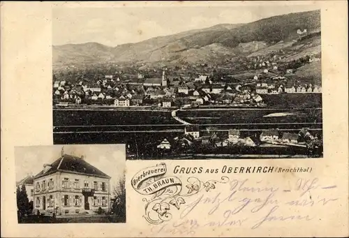 Ak Oberkirch im Renchtal Baden, Bierbrauerei, Totalansicht der Ortschaft