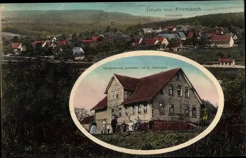 Ak Krumbach Fürth im Odenwald, Totalansicht, Gasthaus zum Auerhahn