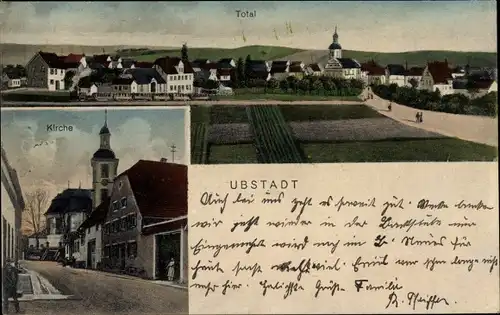 Ak Ubstadt in Baden, Kirche, Totalansicht