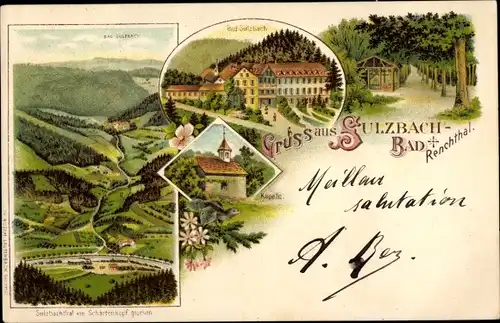 Litho Bad Sulzbach Lautenbach im Renchtal Schwarzwald, Sulzbachtal vom Schärtenkopf gesehen