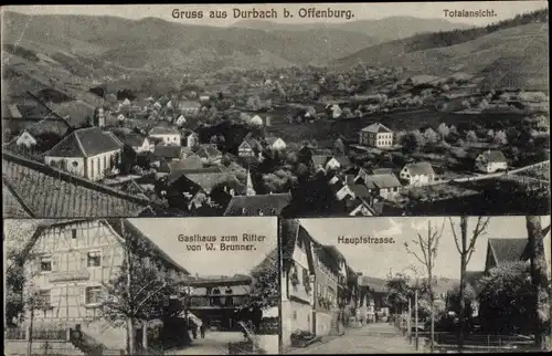 Ak Durbach in Baden, Gasthaus zum Ritter, Hauptstraße, Totalansicht