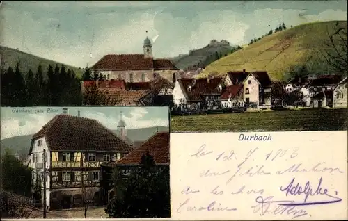 Ak Durbach in Baden, Blick auf den Ort, Gasthaus zum Ritter