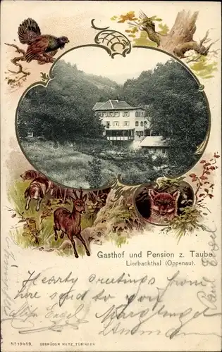 Passepartout Ak Oppenau im Schwarzwald, Gasthof und Pension zur Taube im Lierbachtal